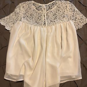 Lace Detail Ivory Blouse